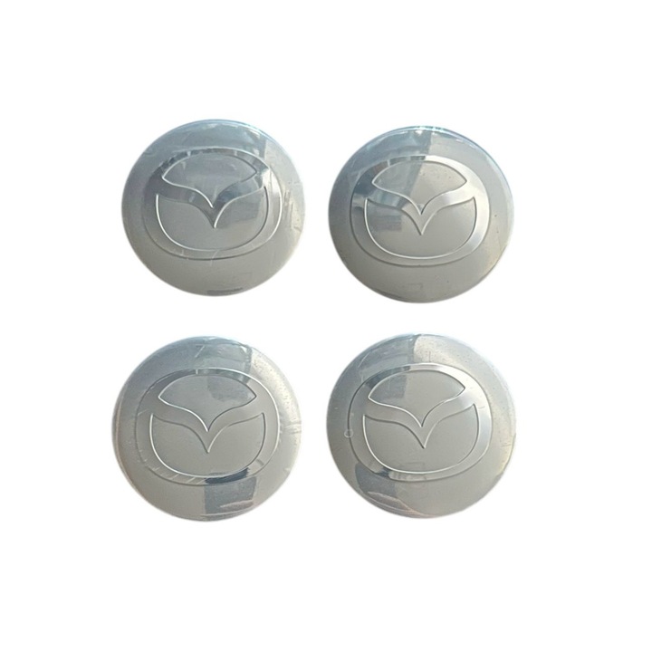 Set 4 capace roti 58mm exterior, 56mm interior Mazda argintii compatibil/inlocuitor janta aliaj