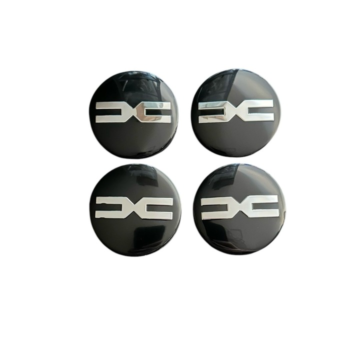 Set 4 capace roti 58mm exterior, 56mm interior Dacia DC negre compatibil/inlocuitor janta aliaj