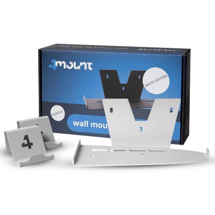 Suport de perete set 4Mount pentru consola PS5 Slim, alb, cu suporturi pentru controllere