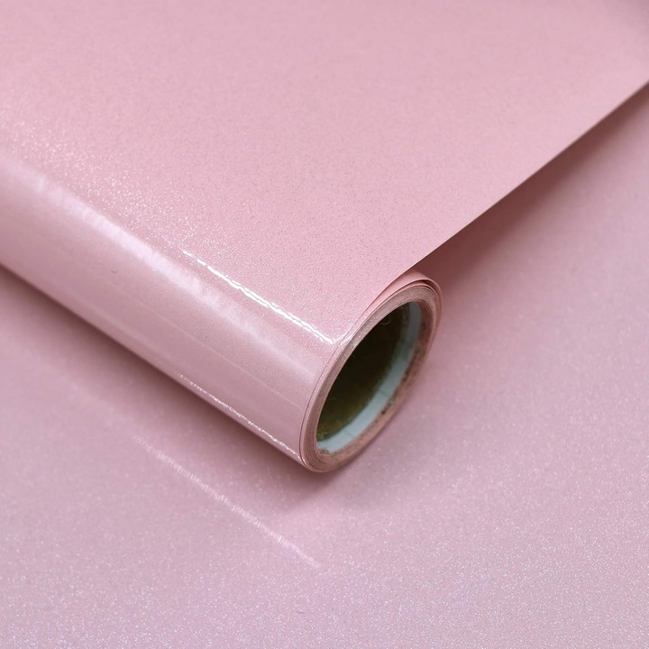 Folie decorativa auto-adeziva pentru mobilier sau proiecte DIY, 40 x 300 cm, Roz Glossy, Ajustabila