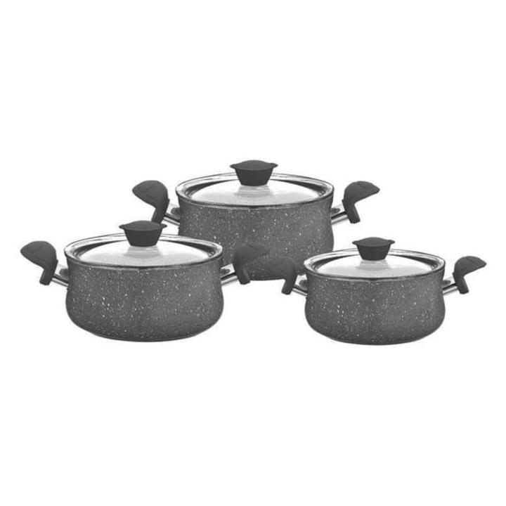 Set oale 6 piese OMS, aluminiu/granit, gri