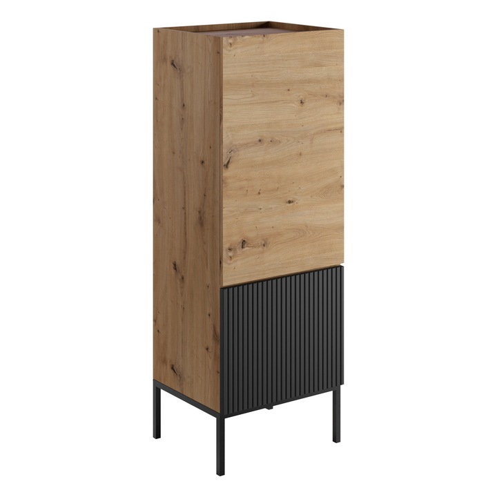 Comoda Zulek 50 2D, MIRJAN24, stejar artisan / negru, 42x50x140 cm