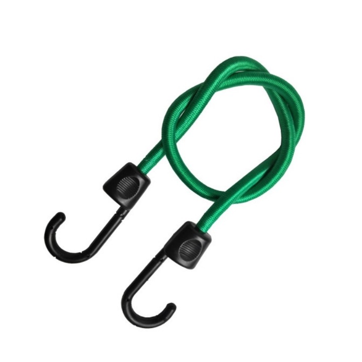 Chinga Elastica Pentru Bagaje idealSTORE, Lungime 120CM, Echipata cu Catlige Rezistente, Fixare Sigura si Rapida, Culoare Verde