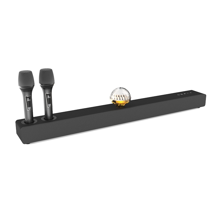 Саундбар, Bluetooth, с микрофон, HIFI качество на звука, амбиентно осветление, сензорен бутон, черен