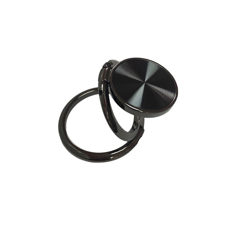 2 az 1-ben telefontartó, összecsukható kialakítás, fém, kerek, 360°-ban forgatható, 180°-ban dönthető, multifunkcionális beállítás, fekete