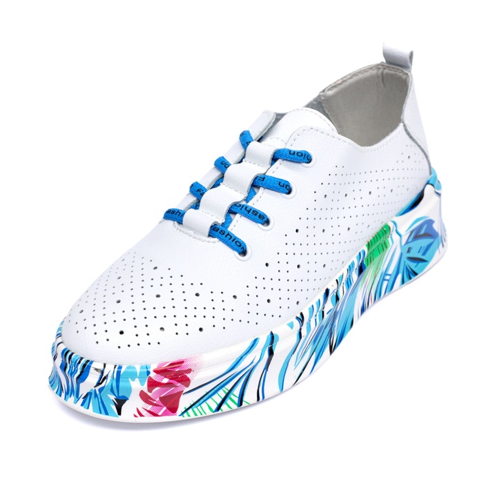 дамски кожени сандали 595001, Син