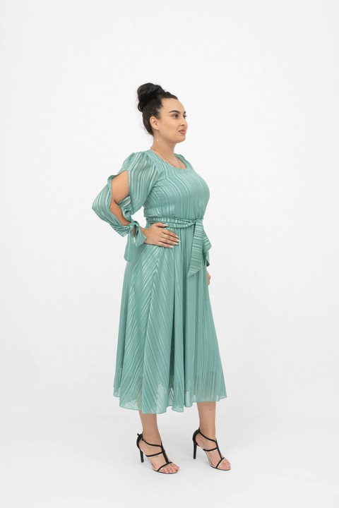 Тюркоазена дамска рокля на райе