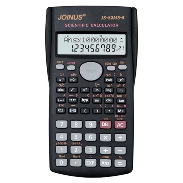 Számológép védőtokkal, dupla kijelzővel, 10+2 számjeggyel, fekete, kompakt