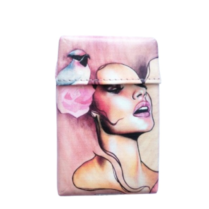 Калъф за тънки цигари Twar Слим, жена с роза