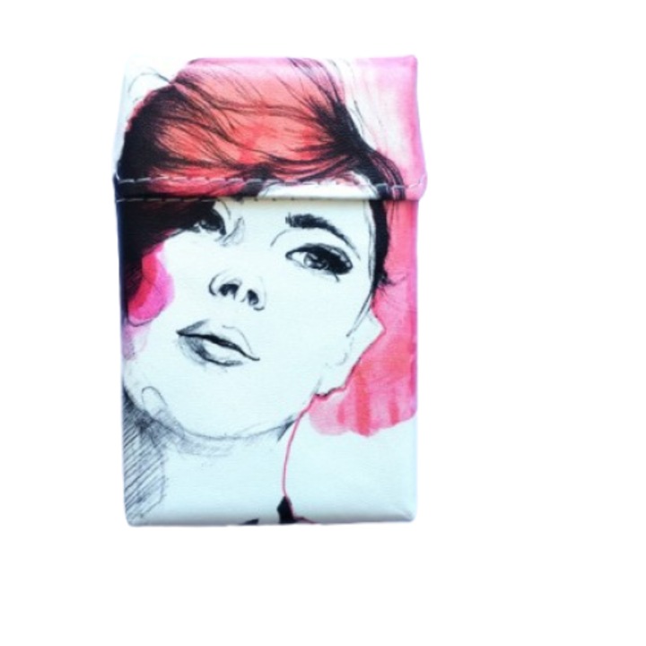 Калъф за тънки цигари Twar Slim, жена с перчем