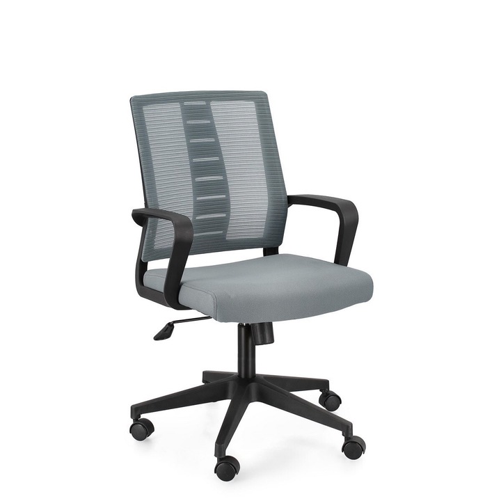 Черно сив офис стол Роман 62х55,5х93,5/103см