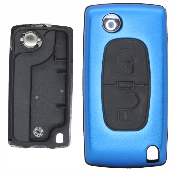 Carcasa cheie auto, Me premium, Albastra, 2 butoane, Pentru orice vehicul cu priza de bricheta