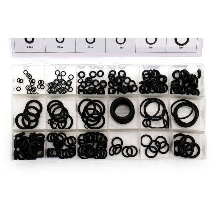 Tömítéskészlet, Luxtom, Univerzális, Olajálló gumi O-gyűrűk, 300 db, Többféle méret, Kiváló anyagminőség, Kiváló tömítettség, Könnyen szerelhető