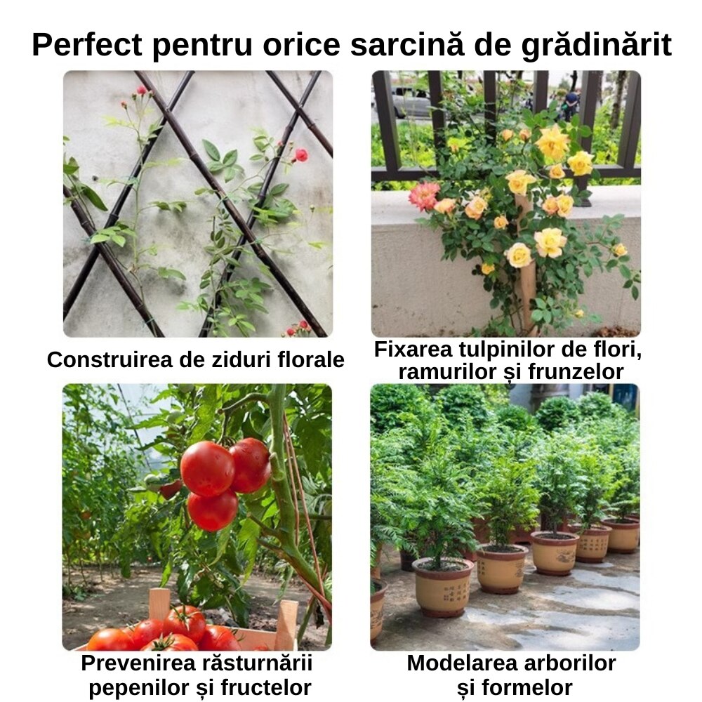 Set 31 piese pentru sustinerea plantelor: fir gradina 20m, 9 clipsuri ...