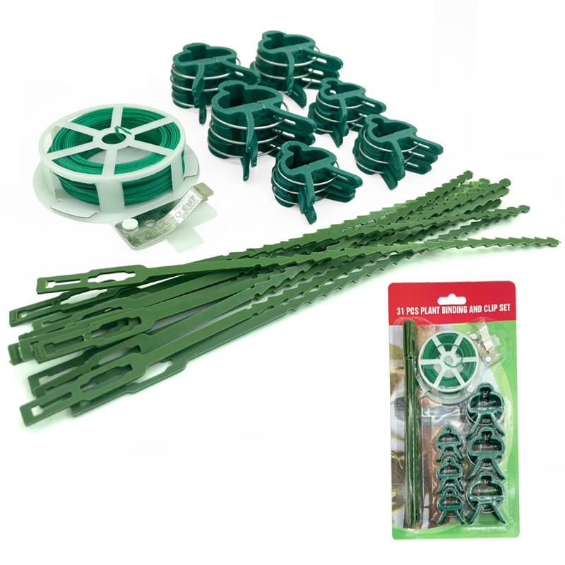 Set 31 piese pentru sustinerea plantelor: fir gradina 20m, 9 clipsuri ...