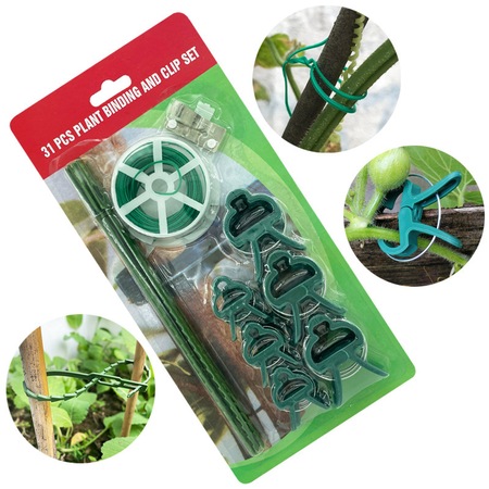 Set 31 piese pentru sustinerea plantelor: fir gradina 20m, 9 clipsuri ...