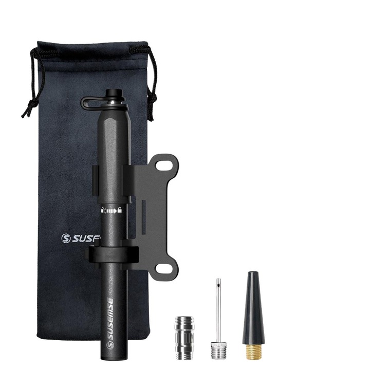 Pompa de bicicleta SUSEMSE din aluminiu de inalta calitate – pentru biciclete de munte si de drum, pompa de mana mica, portabila, utila si pentru uz casnic, 120 PSI, 100g