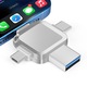 Stick memorie 2TB multifunctional 4 in1, 2000GB transfer rapid intre dispozitive, compatibilitate iPhone si USB 3.0 Type-C OTG, 4 tipuri de conexiuni, High Speed, Argintiu