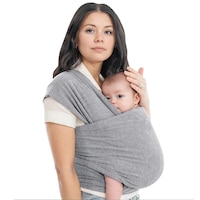 Marsupiu Bebe, SINBINTA, Wrap Elastic pentru Toate Anotimpurile, Reducerea presiunii si durerii in partea superioara a spatelui, umeri, Greutate Maxima 20 kg, Ajustabil, 0-3 ani, Confortabil, Sigur si moale, Poliester, 500x45cm, Gri