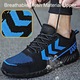 Pantofi de Lucru cu Protectie, SINBINTA, Pantofi cu Bombeu Metalic, Talpa intermediara Kevlar, Rezistent la perforare, La alunecare, Rezistenta la uzura, Caldura, Respirabila, Confortabil usor, Cu design sportiv, Marimea 46, Negru/Albastru