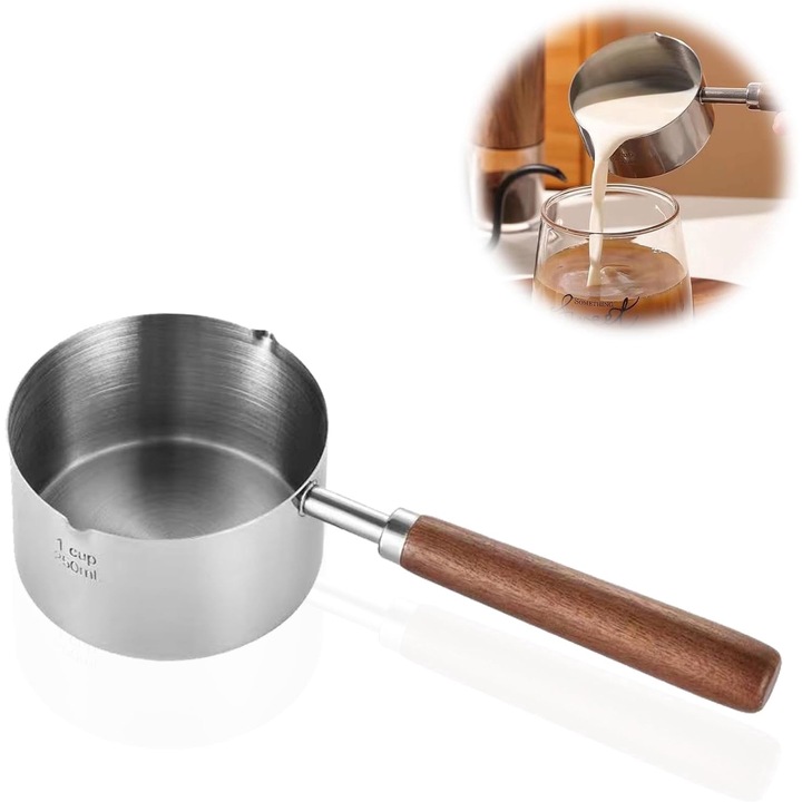 Oala mica din otel inoxidabil, ComResi®, 250ml, argintie, 21x8x5.1cm