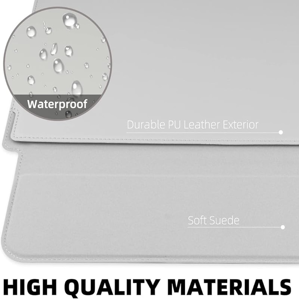 Husa/Carcasa Laptop 13/14 inch, Piele PU Eco, Compatibila MacBook Air 13 (M1 M2 M3), MacBook Pro 13/14, Surface Pro/Go, Surface Laptop, Dell XPS 13, ThinkPad X1, Zenbook 14, cu Suport Pliabil, Protectie, silvery