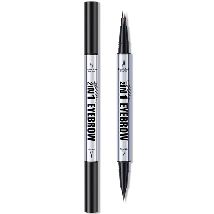 HelloKiss 2in1 szemöldökceruza, 02 Barna, profi, 10g