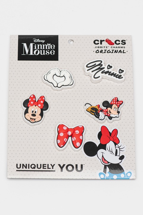 Crocs, Talismane cu design Minnie Mouse, pentru saboti, Alb optic, Rosu vermillion