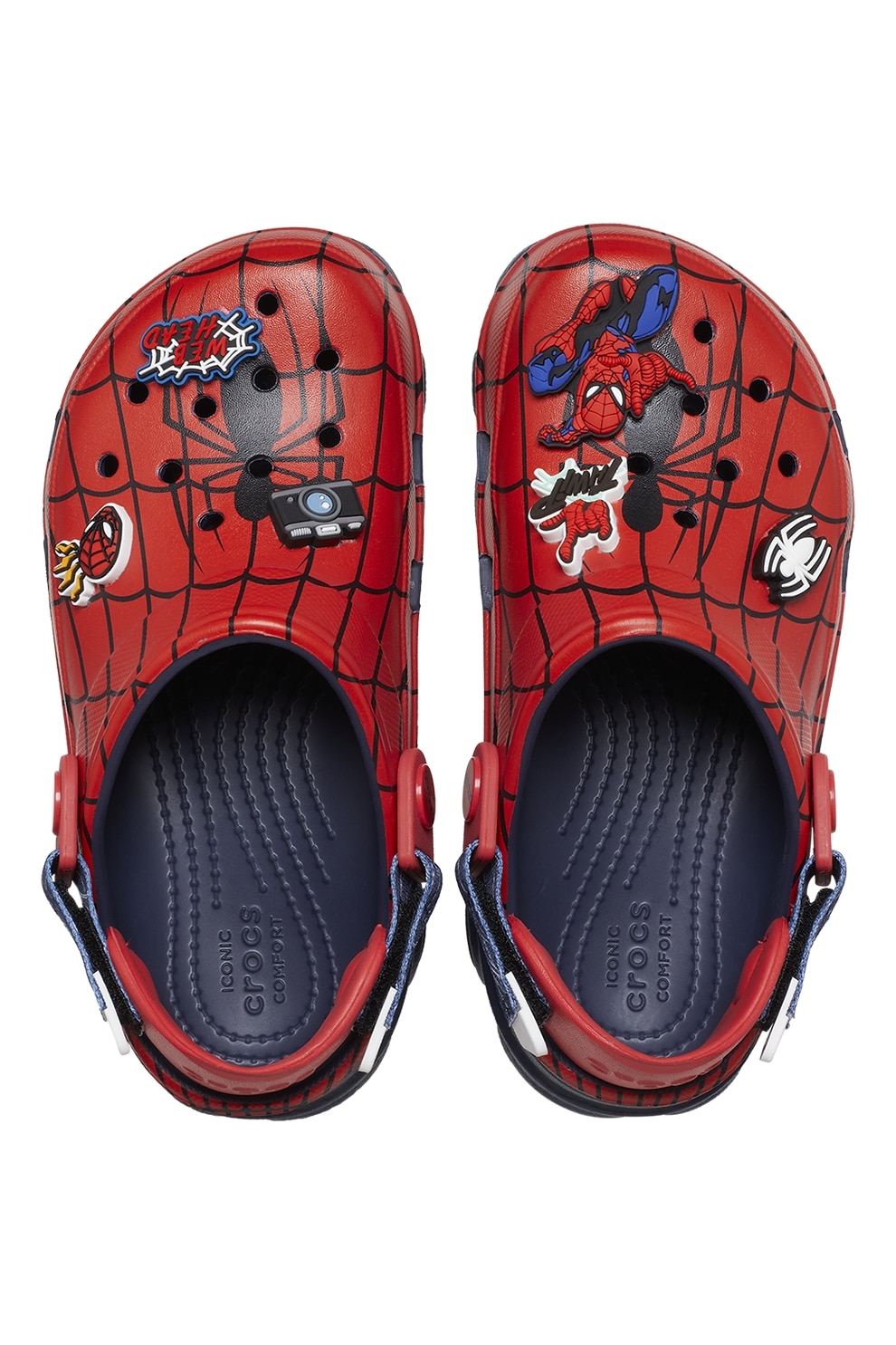 Crocs, Saboti cu design Spiderman, Rosu, Bleumarin, 24-25 EU - eMAG.ro