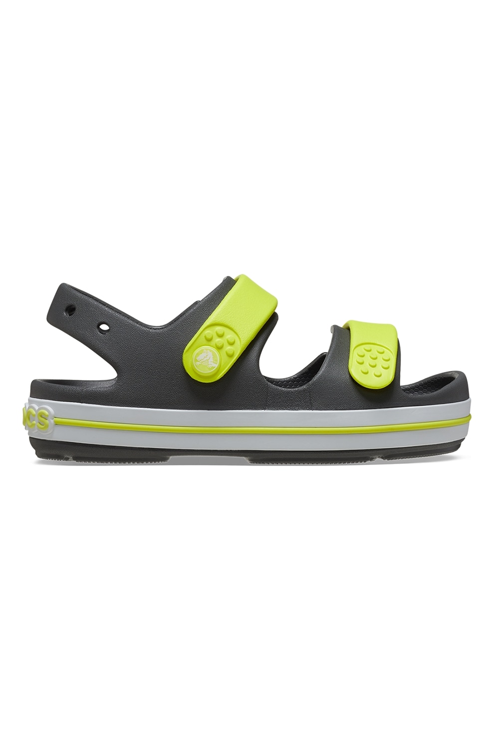 Crocs, Sandale de cauciuc cu logo, Galben, Gri inchis, 22-23 EU