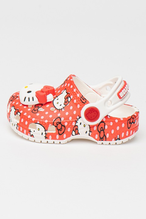 Crocs, Saboti slingback Hello Kitty, Rosu/Alb