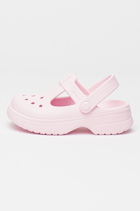 Crocs, Saboti cu logo in relief, Roz pal