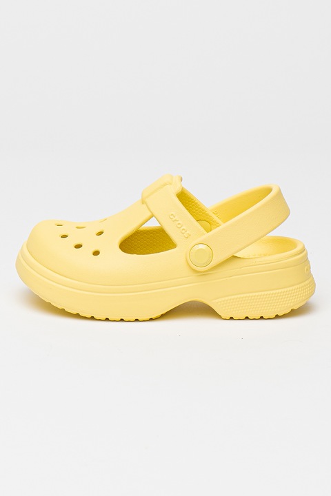 Crocs, Saboti cu logo in relief, Galben pai