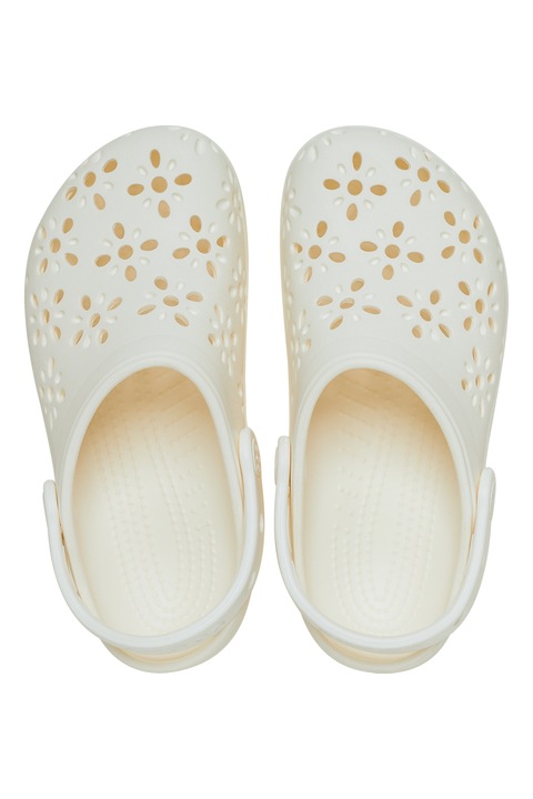 Crocs, Saboti cu decupaje florale, Alb murdar, 37-38 EU