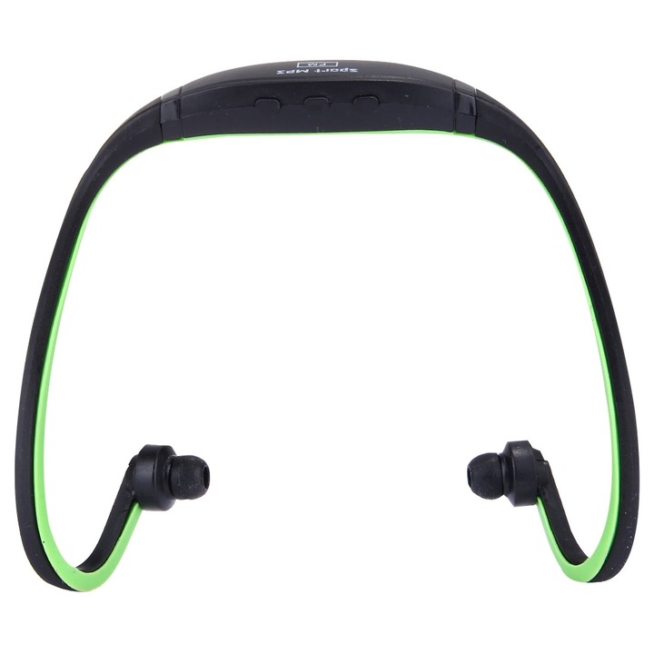 Casti Wireless Sport In-Ear SH-W1FM, Resistente la Apa, Card Micro SD 8GB, Verde