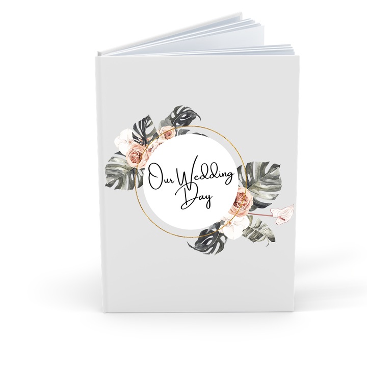 Guestbook/Caiet amintiri, marturii pentru nunta, 100 pagini albe, format A 5, Our wedding Day