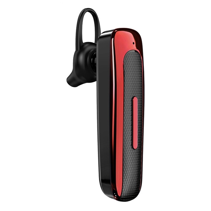 Casti Bluetooth Unilaterale E1 Smart Noise Reduction, Bluetooth 5.0, Reducere Zgomot, Rezistente, Autonomie 20h, Rosu/Negru