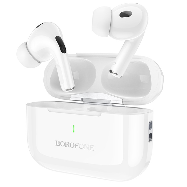 Casti Bluetooth Wireless In-Ear BOROFONE BW59 (Alb), Bluetooth 5.3, Chip Jerry AC6983, Autonomie 4h, Standby 150h
