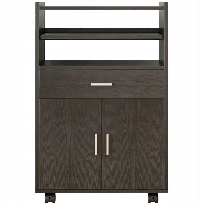 Carucior bucatarie pe roti, Rebiko, Lemn, 59 x 40 x 92 cm, Negru