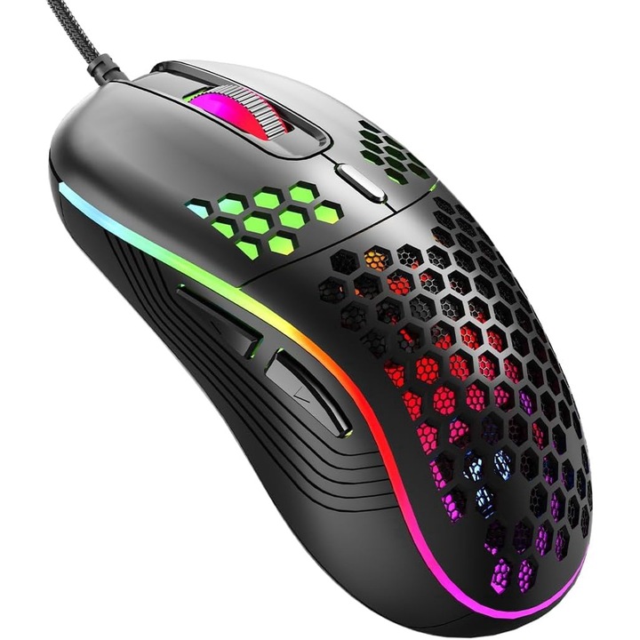 Геймърска мишка, Mingzhi®, 3200 DPI, ултра лека (70g), 2,4 GHz/Bluetooth 5.2, 6 бутона, Черен