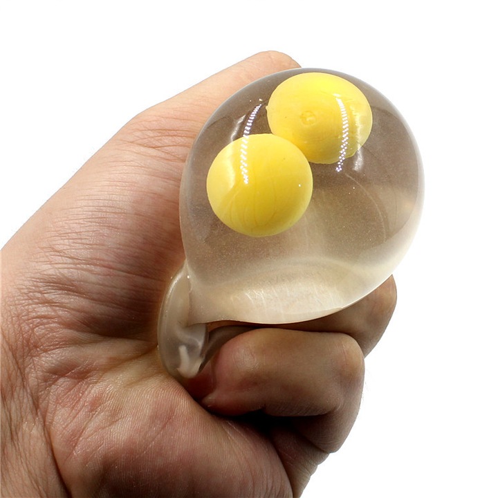 Jucarie antistres, transparent/galben, 6x5cm, 6ani+