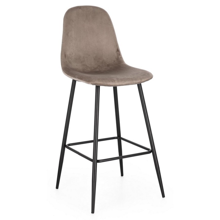 4 db bárszék készlet fekete acél taupe bársony Irelia 44x53x112 cm