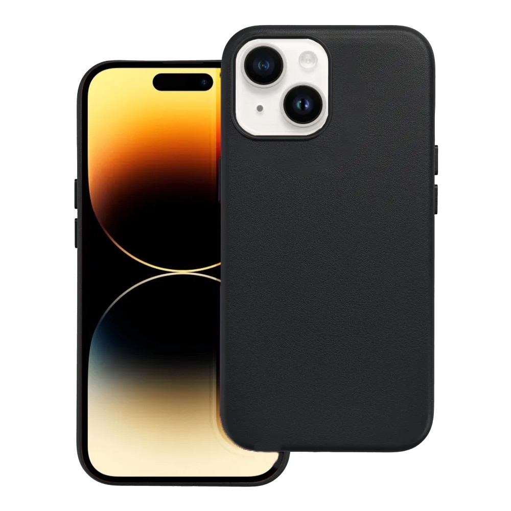 Husa pentru Apple iPhone 14 DaDen MagCover Leather Magsafe, Piele Naturala, Antisoc, Incarcare Wireless, Negru