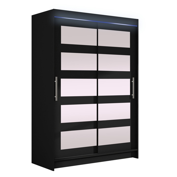 Dulap Miami IV cu LED, MIRJAN24, negru, 58x120x200 cm