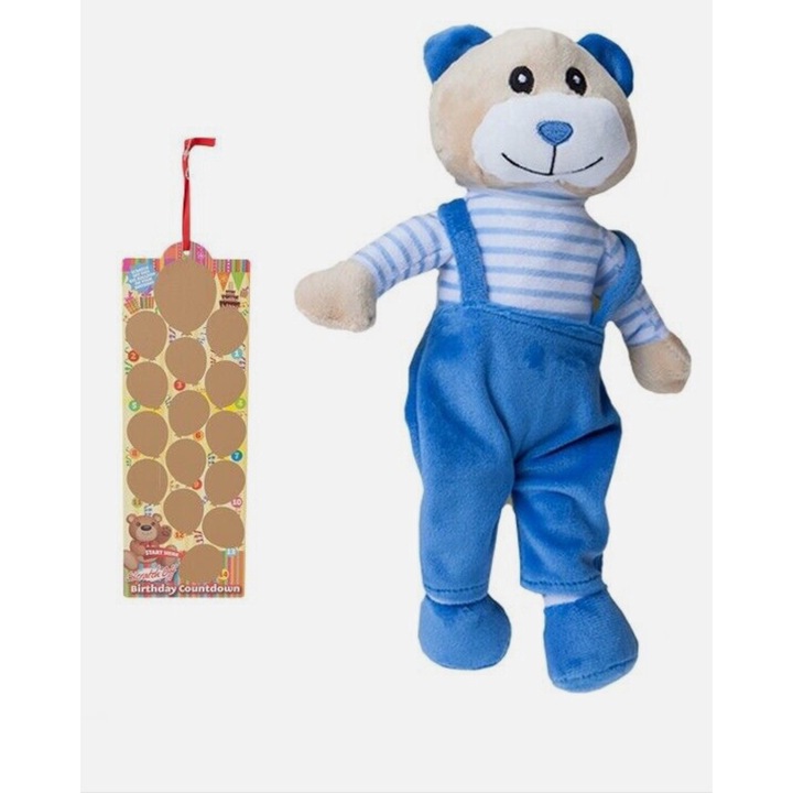 Jucarie de plus ursulet cu calendar pentru numaratoarea inversa pana la ziua de nastere