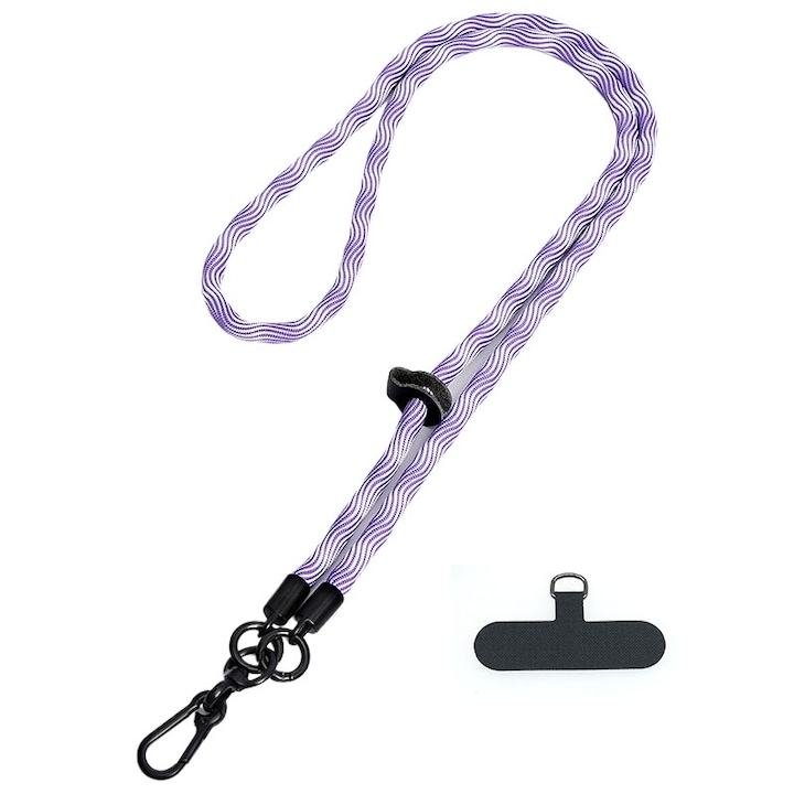 Snur universal pentru telefon, curea antifurt pentru majoritatea smartphone-urilor, suport reglabil pentru gat pentru telefon mobil pentru barbati si femei, mov/alb