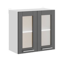 Corp superior de bucatarie ECO 600 cu Vitrina, Everest Mebel, 60x30x58 cm, Alb, Grafit