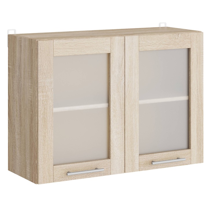 Corp superior de bucatarie ECO 800 cu Vitrina, Everest Mebel, 80x30x58 cm, Stejar Sonoma