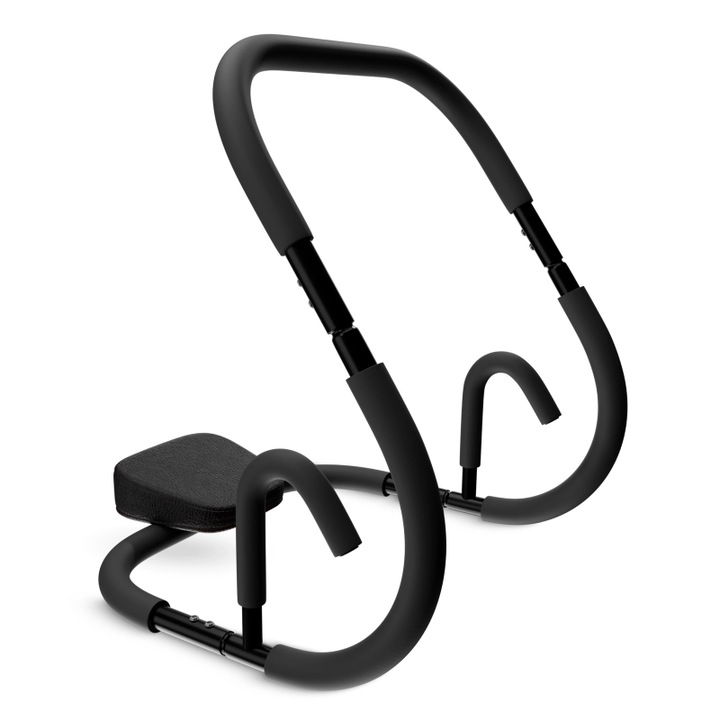 Leagan de antrenament abdominal, 4FIZJO, constructie usoara si stabila, manere antiderapante, diverse rutine de antrenament pe un singur dispozitiv, dimensiuni 70 × 65 × 62 cm, sarcina maxima 100 kg, negru