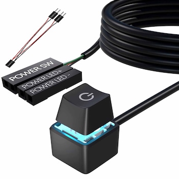 Buton mecanic On/Off pentru PC, SINBINTA, Buton mecanic ON/OFF PC LED 7 culori, Cablu 2 m, Portabil, Usor de folosit, Pentru internet cafe, acasa, hotel, ktv, ABS, 20*20mm, Negru